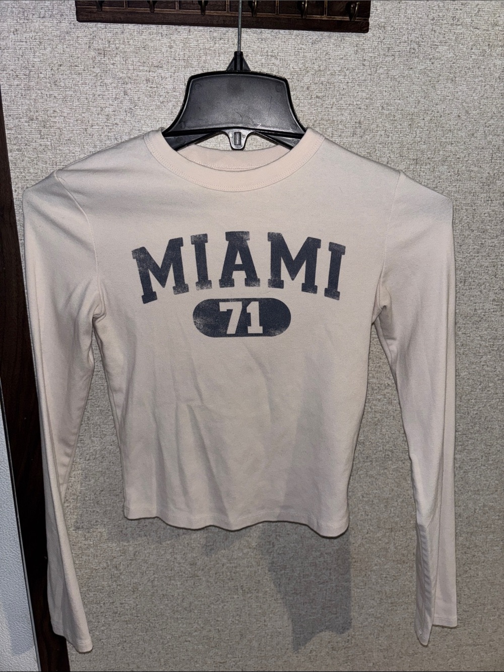 wild fable Cream Long-Sleeve Tee with Navy "MIAMI 71" Graphic